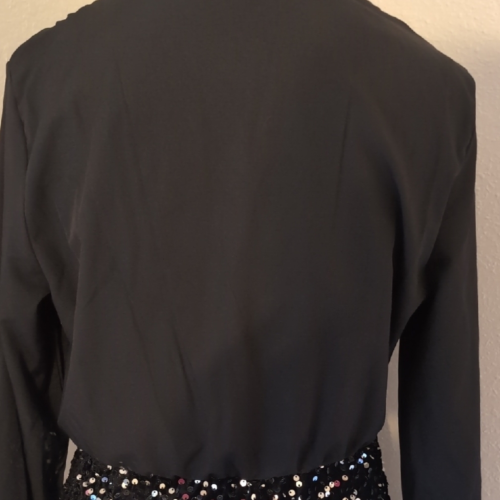 Black Sequin Dress with Long Sleeves - Picture 5 of 5